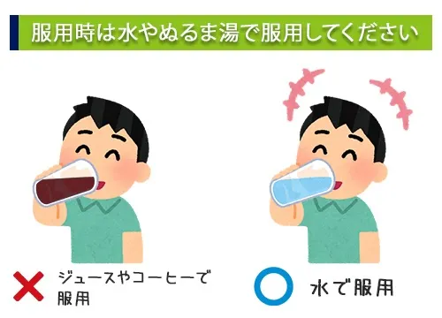 服用時は水やぬるま湯で服用してください