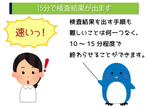 15分で検査結果が出ます
