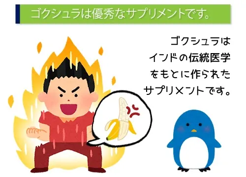 ゴクシュラは優秀なサプリメントです。