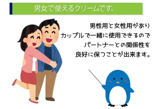 男女で使えるクリームです。