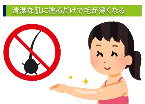 清潔な肌に塗るだけで毛が薄くなる