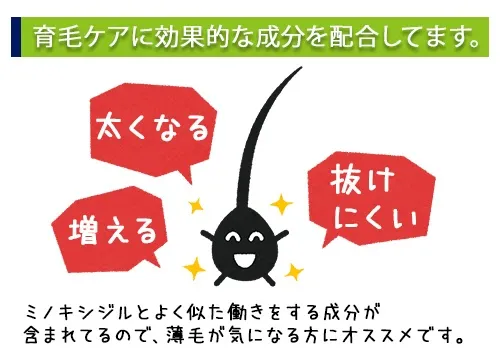育毛ケアに効果的な成分を配合してます。