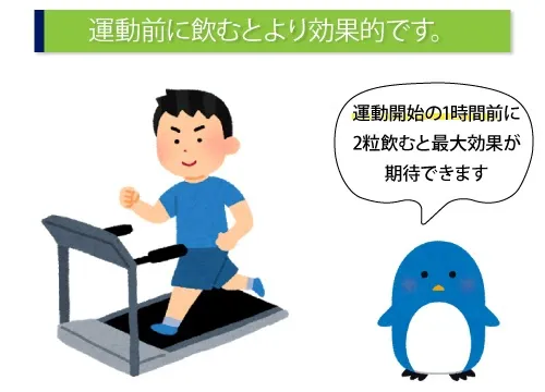 運動前に飲むとより効果的です。