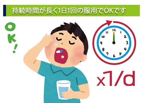 持続時間が長く1日1回の服用でOKです