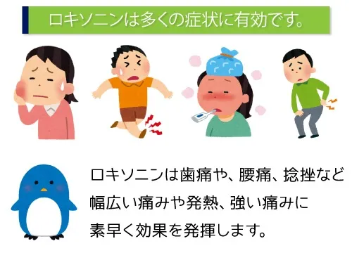 ロキソニンは多くの症状に有効です。