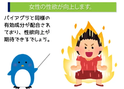 女性の性欲が向上します。